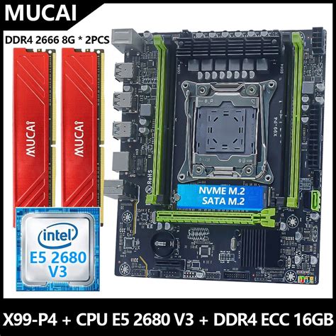 MUCAI Kit de carte mère X99 P4 LGA 2011 DDR4 16 Go 2x8 Go mémoire