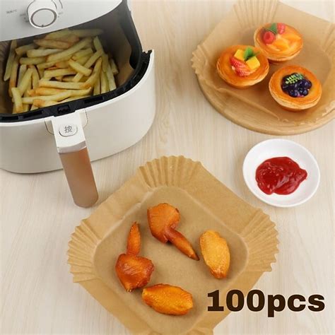 100 Stks Air Friteuse Wegwerp Perkamentpapier Liner Vierkante Ronde