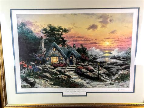 Thomas Kinkade Signed And Numbered Cottage By The Sea Etsy