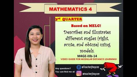 Describes And Illustrates Different Angles Right Acute And Obtuse Using Models Youtube