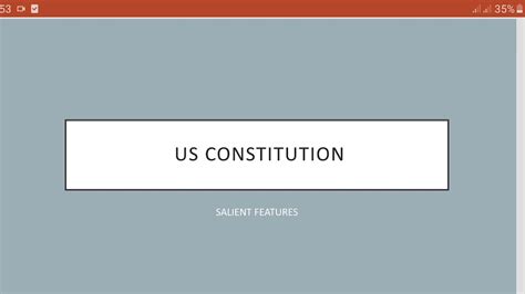 Us Constitution Salient Features Of Us Constitution Youtube