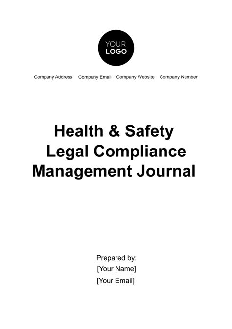 Free Health And Safety Legal Compliance Management Journal Template