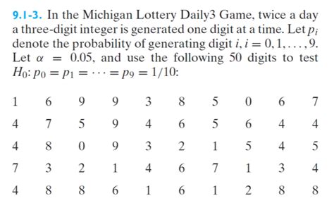 Solved 9.1-3. In the Michigan Lottery Daily 3 Game, twice a | Chegg.com