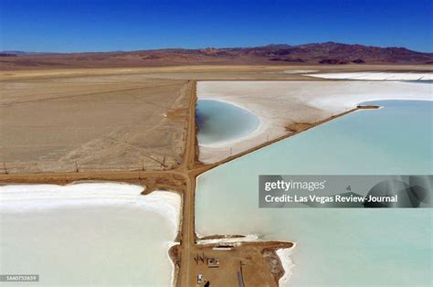 Lithium brine evaporation ponds at Albemarle's lithium mine in Silver ...