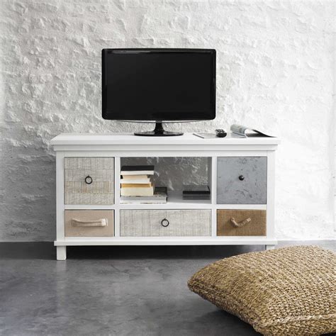 Meuble Tv En Bois Blanc L Ouessant Maisons Du Monde