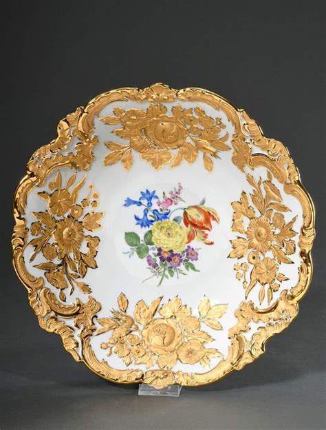 Sold Price Meissen Prunkteller Mit Polychromer Blumenmalerei Und Reich