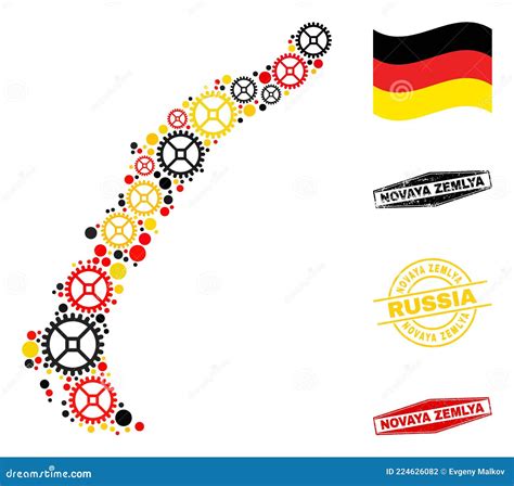 Mechanics Composition Novaya Zemlya Islands Map In German Flag Colors