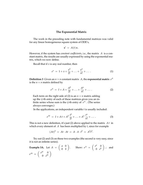 The Exponential Matrix