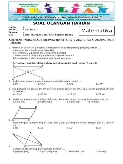 Soal Matematika Kelas 6 Bangun Datar