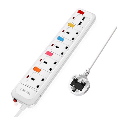 Buy Mscien 2M Extension Lead With USB Slots Switched 4 Way Socket