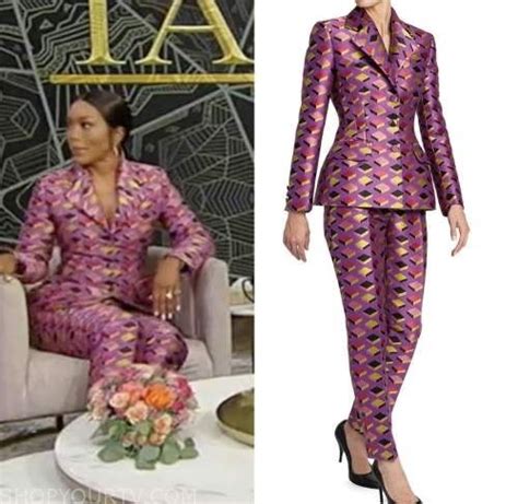 Tamron Hall Show November 2022 Angela Bassetts Purple Geometric Blazer And Pant Suit