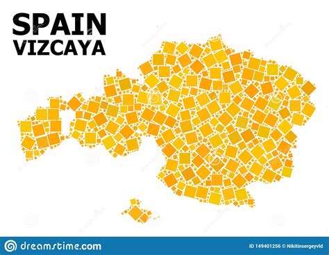 Gold Rotated Square Mosaic Map Of Vizcaya Province Stock Illustration