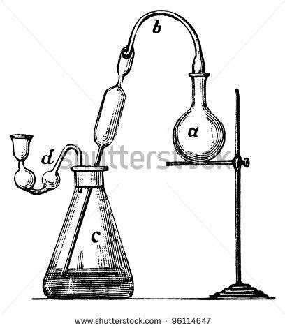 Old Chemical Laboratory Equipment Illustration Engraving From