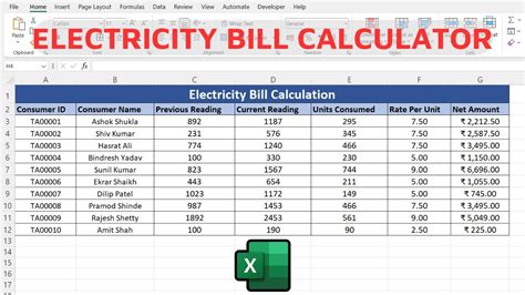 Electricity Bill Calculation In Microsoft Excel Electricity Bill