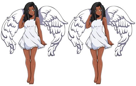 Black Angel Anime Girl On White 27174116 Vector Art At Vecteezy