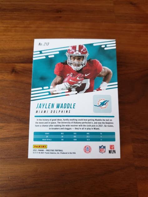 Jaylen Waddle Rookie Card Panini Prestige Football Nfl Card