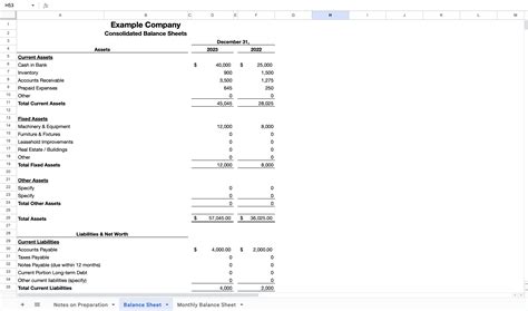 Financial Statement Templates Protoolio