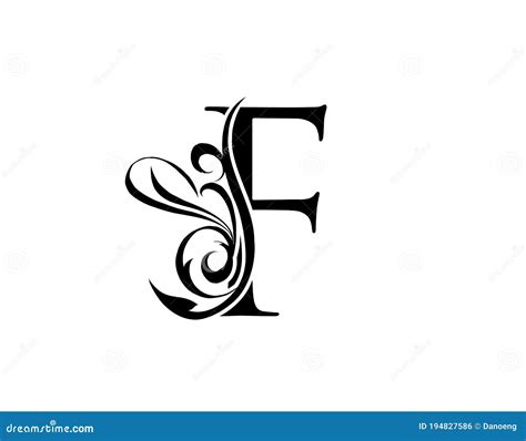 Elegant Letter F Graceful Royal Style Calligraphic Arts Logo Stock