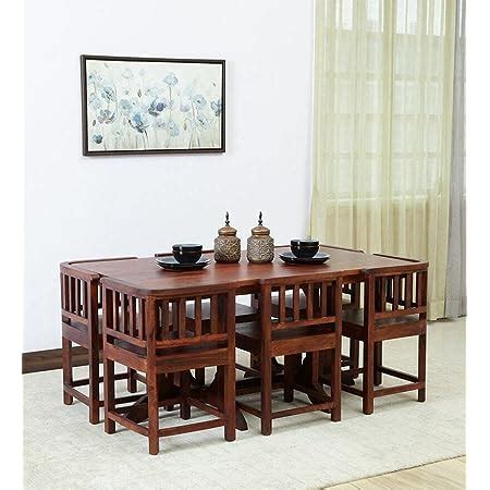 Zivanto Solid Sheesham Wood Space Saving Dining Table 6 Seater Six