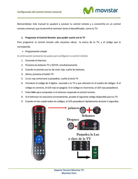 Configuración del control remoto universal Bienvenido a