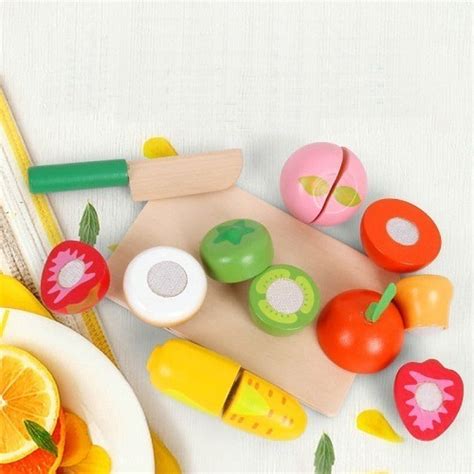 Frutas Y Verduras De Madera Con Velcro Para Cortar Didáctico Envío gratis