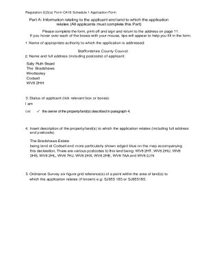 Fillable Online Regulation A Form Ca Schedule Application