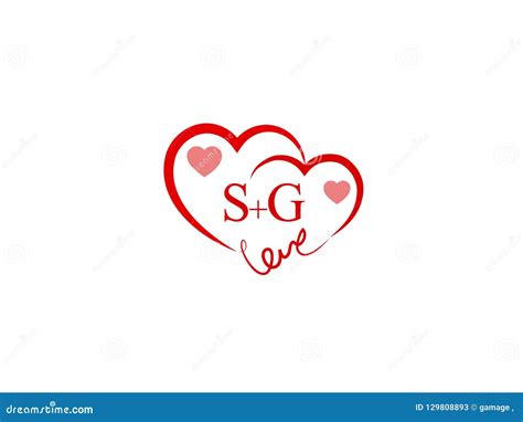 Sg Initial Heart Shape Red Colored Logo Stock Vector Illustration Of