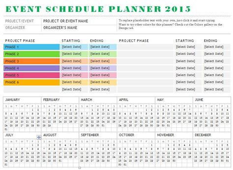 Sample Event Schedule Planner Template Formal Word Templates