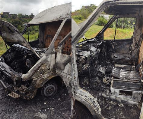 Van que transportava 120 cestas básicas pega fogo em Registro SP