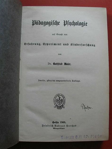 P Dagogische Psychologie Auf Grund Von Erfahrung Experiment Und