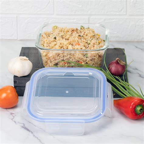 Masflex Square Borosilicate Glass Food Container With Polypropylene Lid