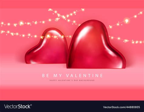 Happy Valentines Day Poster With Red Hearts Vector Image