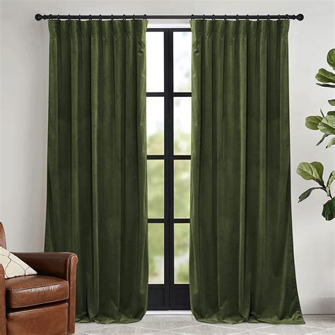 Amazon RYB HOME Green Velvet Curtains 84 Inch Solid Room