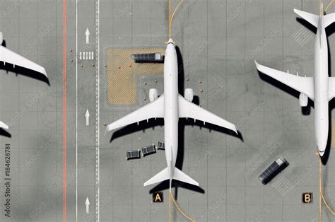 Airport runway with airplane (top view) Stock Illustration | Adobe Stock