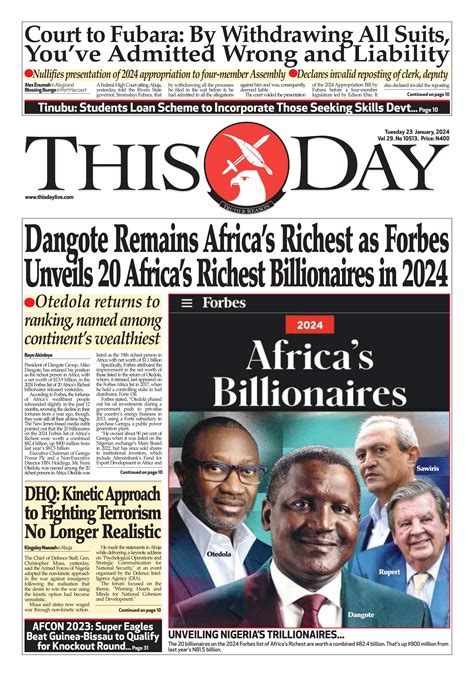 Tuesday 23th January 2024 By Thisday Newspapers Ltd Issuu