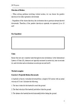 Kinematics Worksheet Vertical Motion Under Gravity Dp Physics Answers