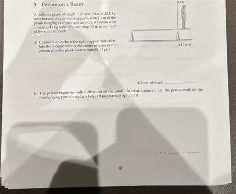 Solved A Uniform Plank Of Length 5 M And Mass Of 22 5 Kg Chegg