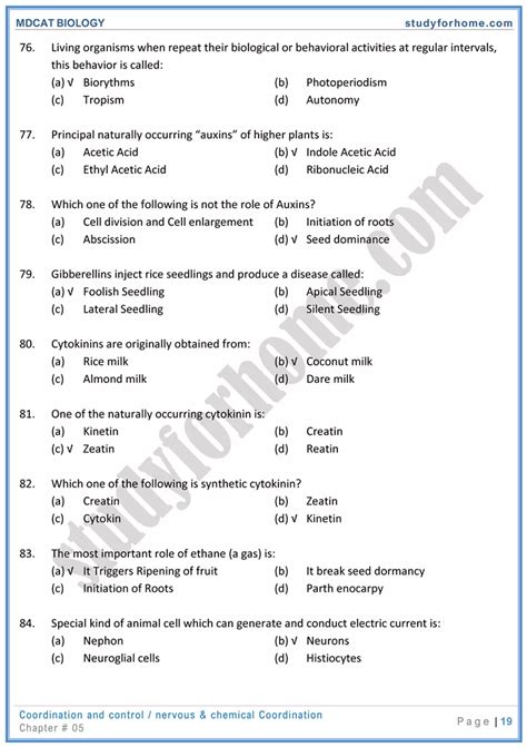 MDCAT Biology Chap 5 Coordination And Control