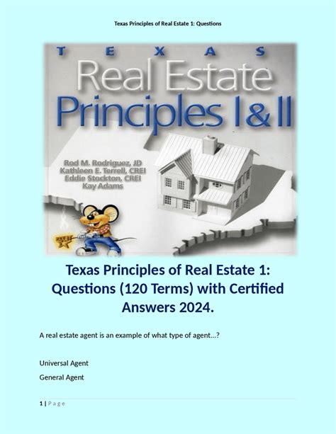 Texas Principles Of Real Estate 1 Questions 120 Terms With Certified