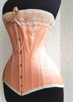 Nude Peach Satin Coutil Steel Boned Edwardian S Bend Overbust Tight