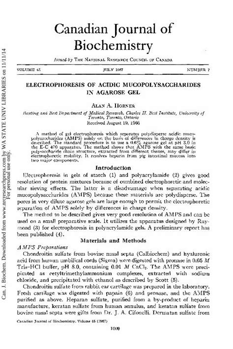 Pdf Electrophoresis Of Acidic Mucopolysaccharides In Agarose Gel