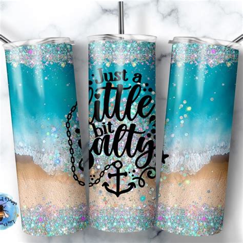 20 Oz Skinny Tumbler Glitter Beach Wrap Tapered Straight Etsy