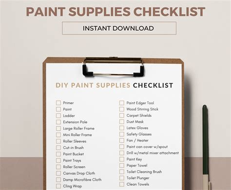 Paint Supplies Printable Checklist Painting Checklist New Home