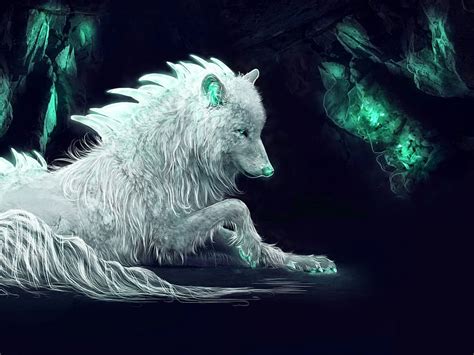 Oscuridad Lobo Lobo Blanco Arte Fantástico Imaginación Criatura