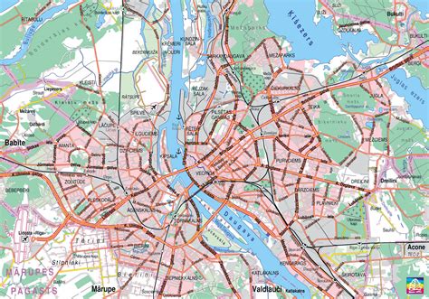 Detailed Roads Map Of Riga Riga Detailed Roads Map