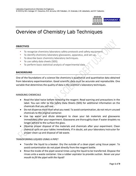 Laboratory Experiment In Chemistry For Engineers Engineering Studocu