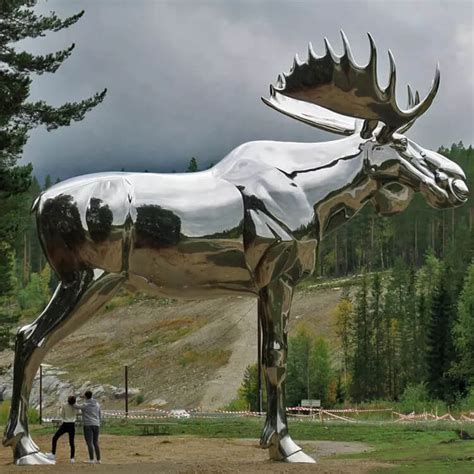 Stainless Steel Metal Moose Sculpture For Sale - SevenTreeSculpture