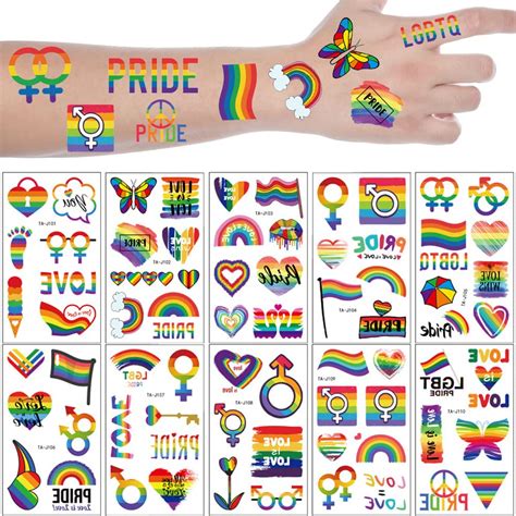 Hojas De Tatuajes Temporales De Arco Iris Cara Lgbt Calcoman As