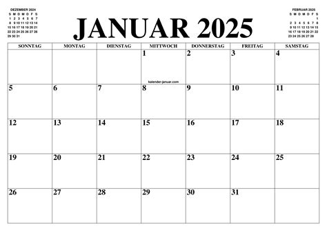 Kalender Januar Januar Kalender Zum Ausdrucken Gratis Monat