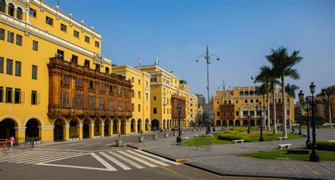 Beautiful colonial buildings and streets in the Peruvian capital, Lima